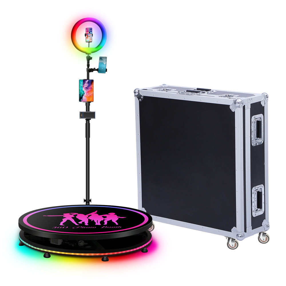 360 photo booth with black flight case
